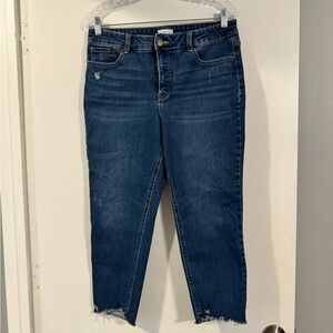 Westbound Blue Ankle Cropped Jeans Frayed Hem